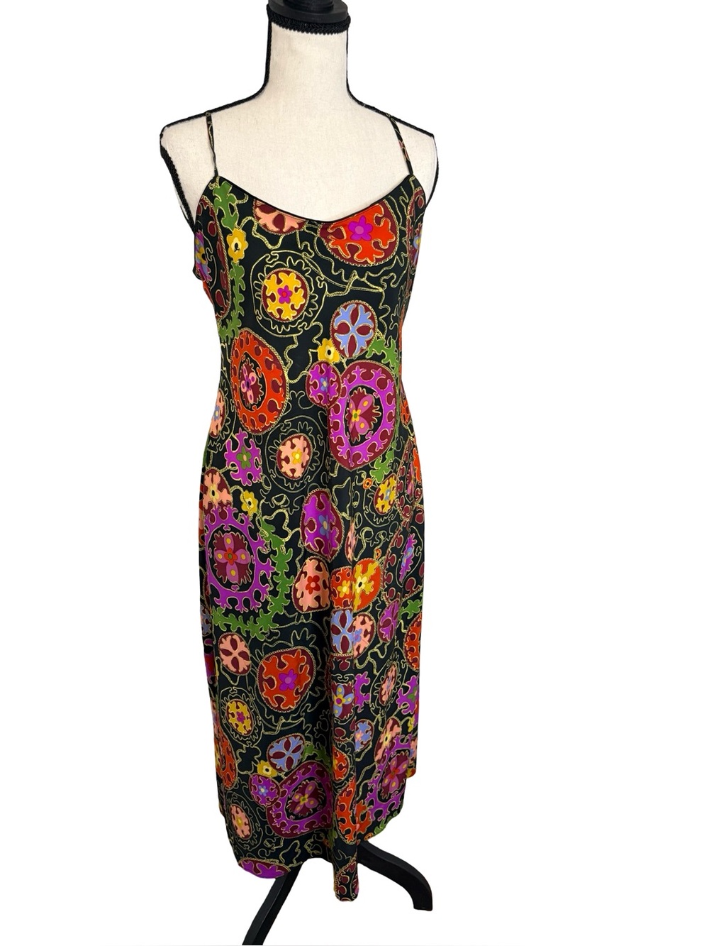 Natori Floral‎ Medallion Slip Dress Y2K Abstract Print Midi